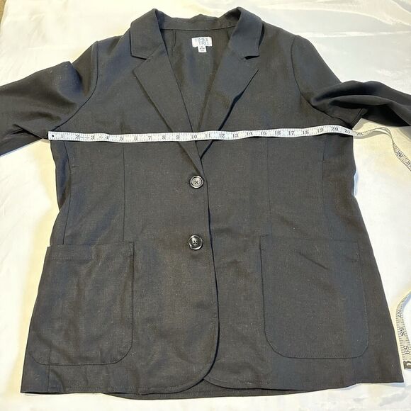 Womens Black Linen-Blend Button Front Blazer Suit Size M(8-10) Time and Tru NWOT - Picture 5 of 8